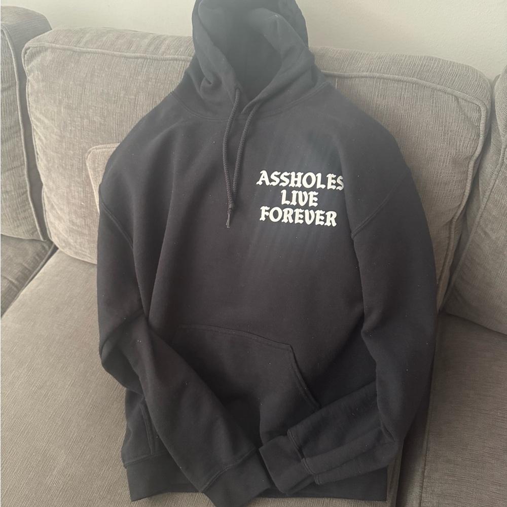 Black sweatshirt.